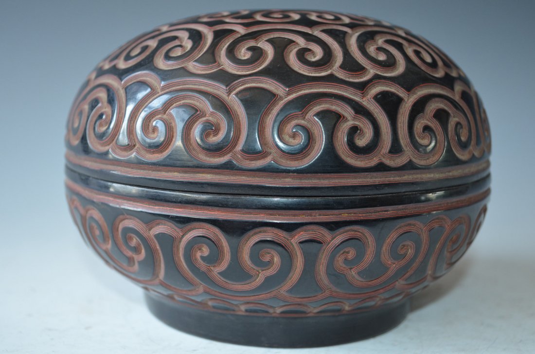 Chinese Carved Cinnabar Box - 3