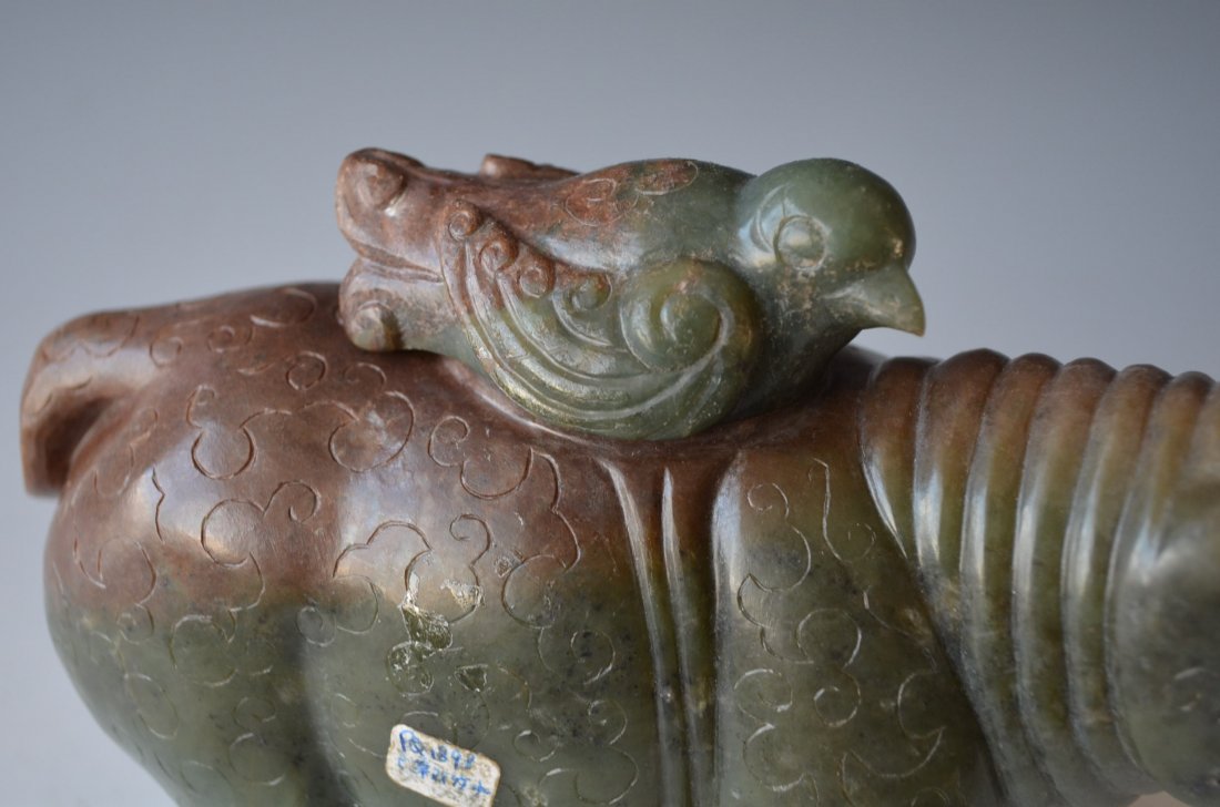Chinese Carved Green Jade Model of A Rhino - 2