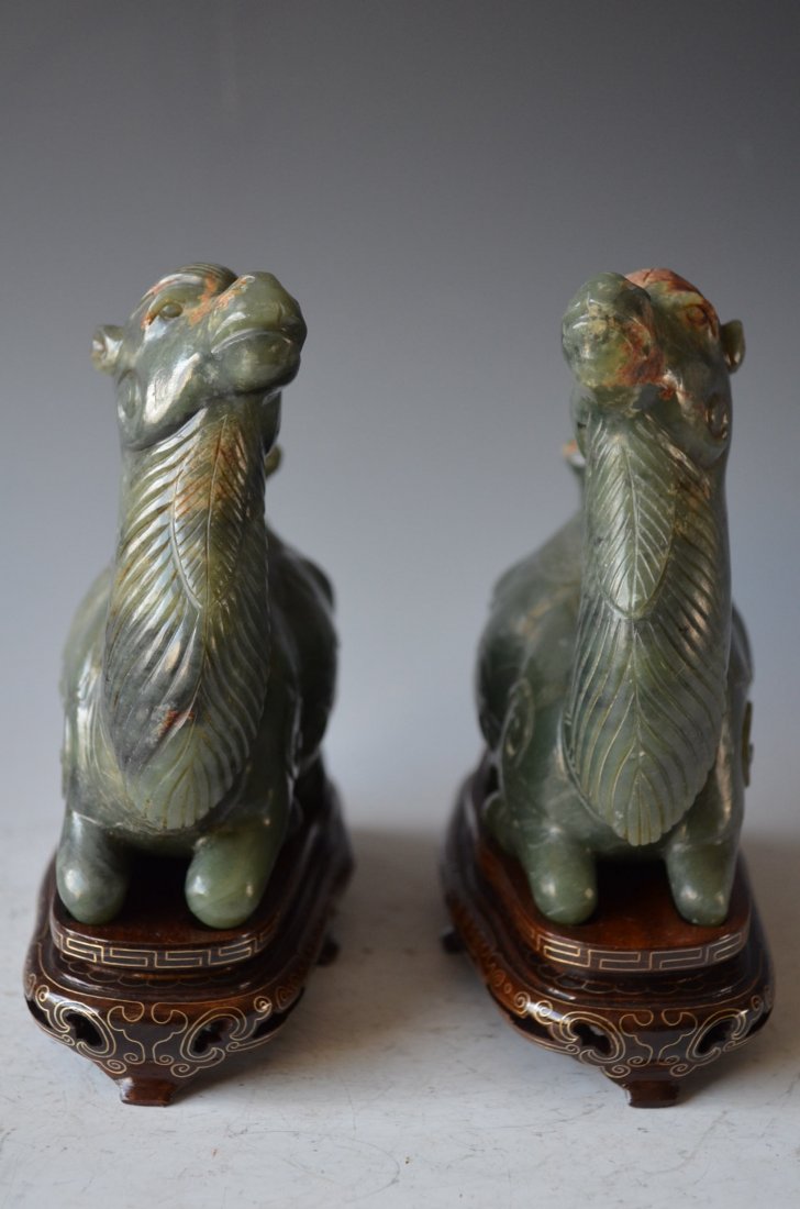 Chinese Carved Green Jade Model of Camels - 4