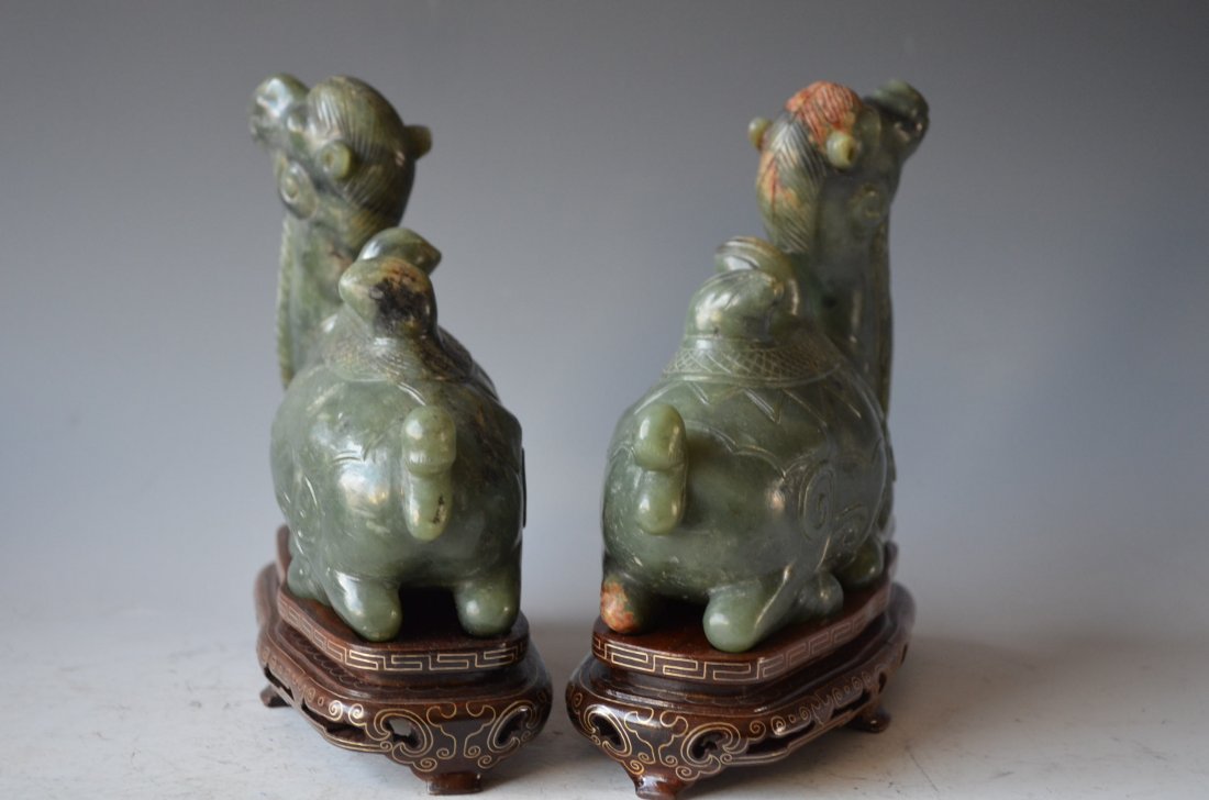 Chinese Carved Green Jade Model of Camels - 7