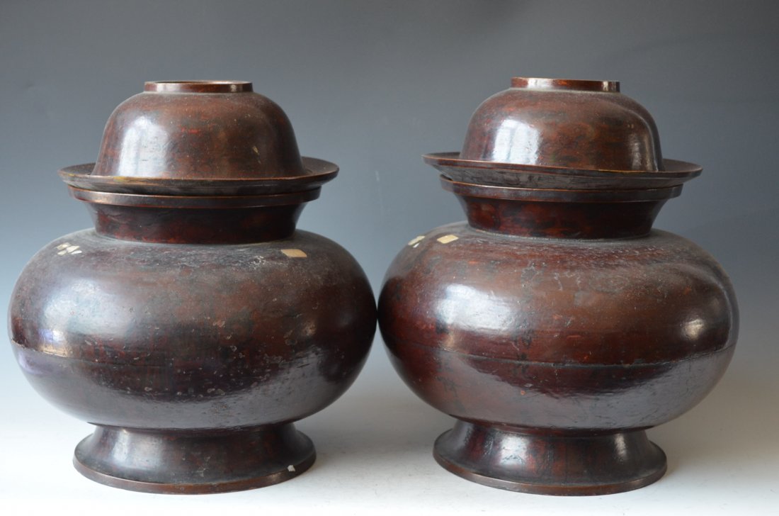 Pair of Chinese Lacquer Vessels