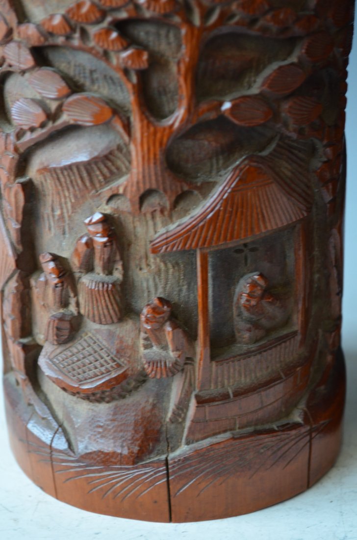 Large Carved Bamboo Chinese Brush Holder - 2