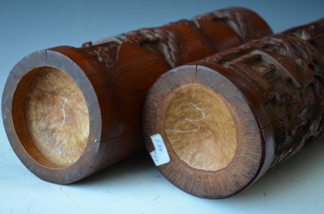 Large Carved Bamboo Chinese Brush Holder - 6
