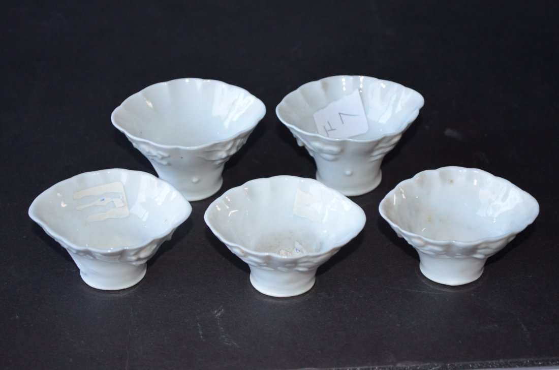 Chinese White Glazed Porcelain Cups Five Pieces
