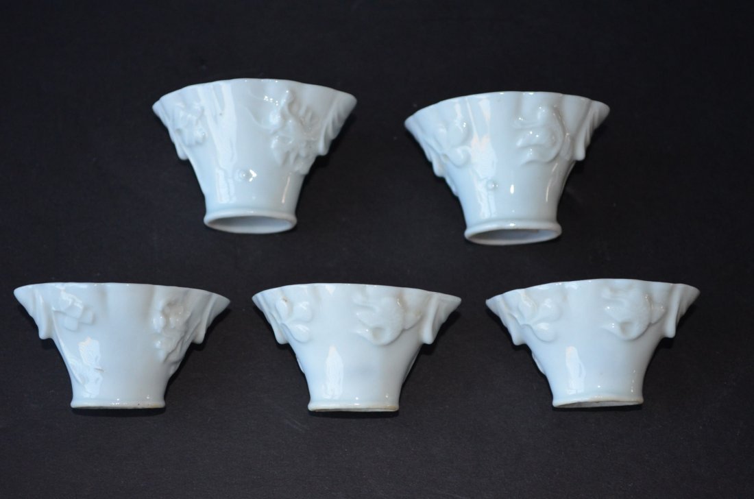 Chinese White Glazed Porcelain Cups Five Pieces - 3