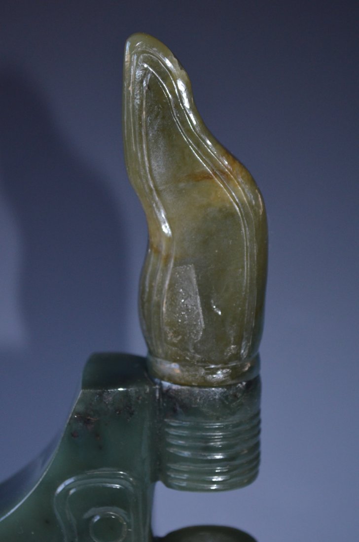 Chinese Carved Green Jade Ceremonial Piece - 2