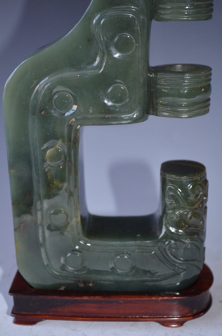 Chinese Carved Green Jade Ceremonial Piece - 3