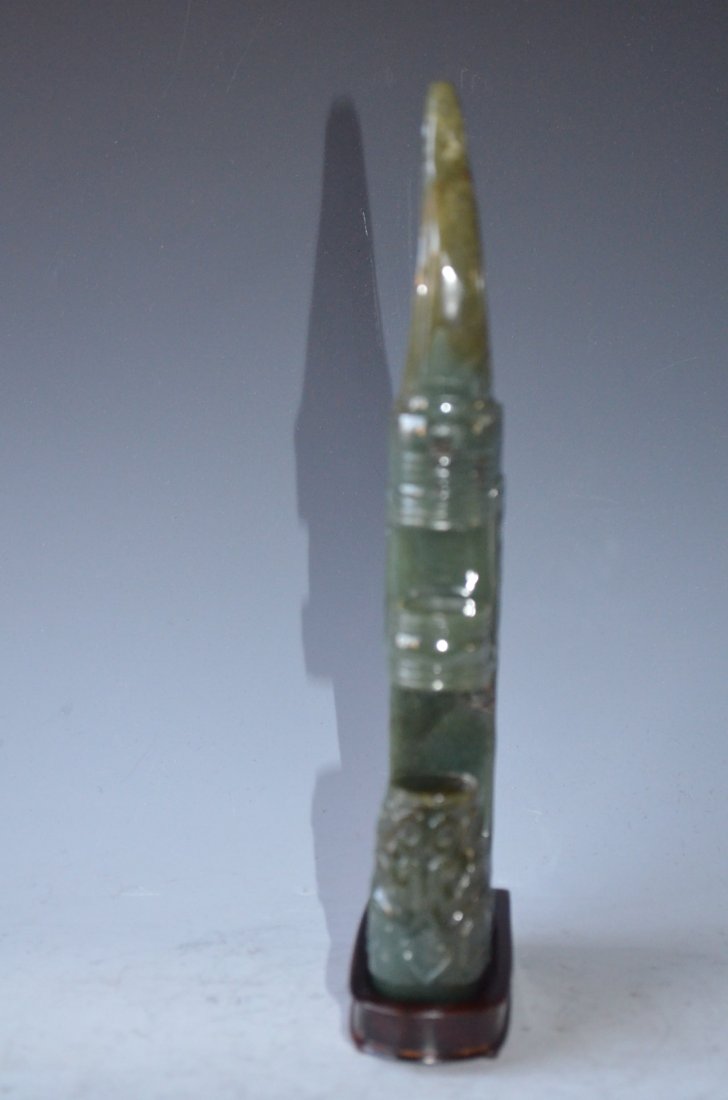 Chinese Carved Green Jade Ceremonial Piece - 4