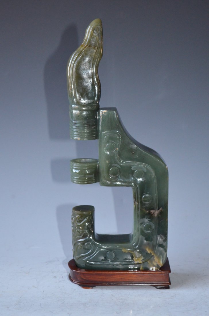 Chinese Carved Green Jade Ceremonial Piece - 6