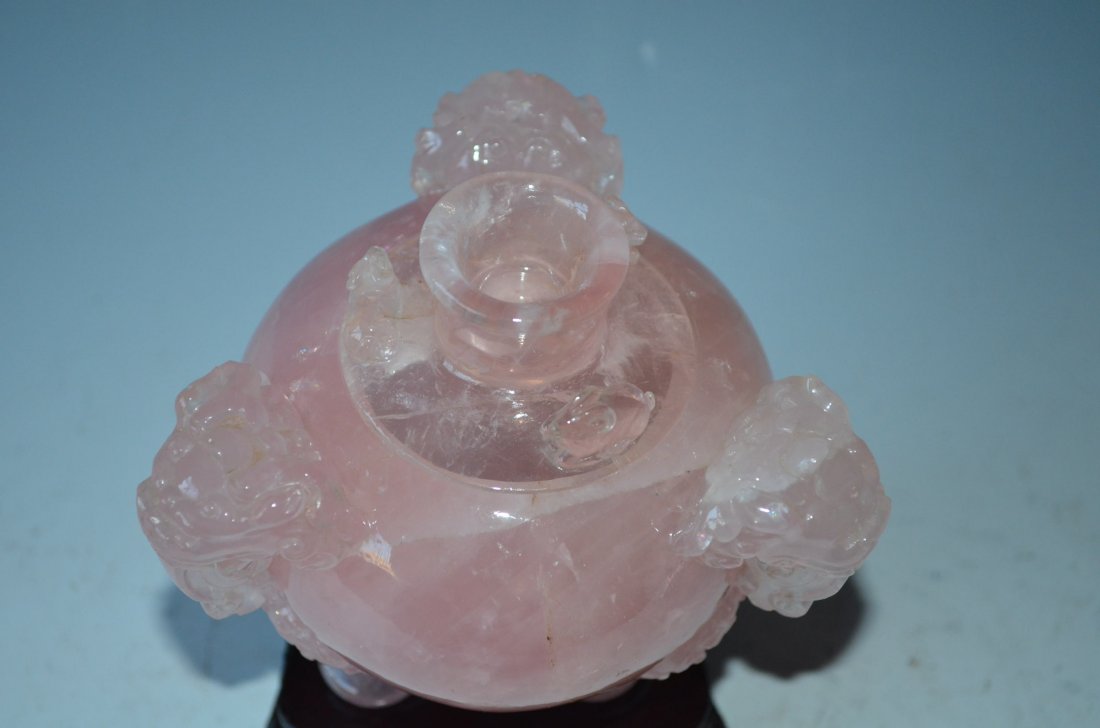 Chinese Carved Rose Quartz Model of A Turtle - 2