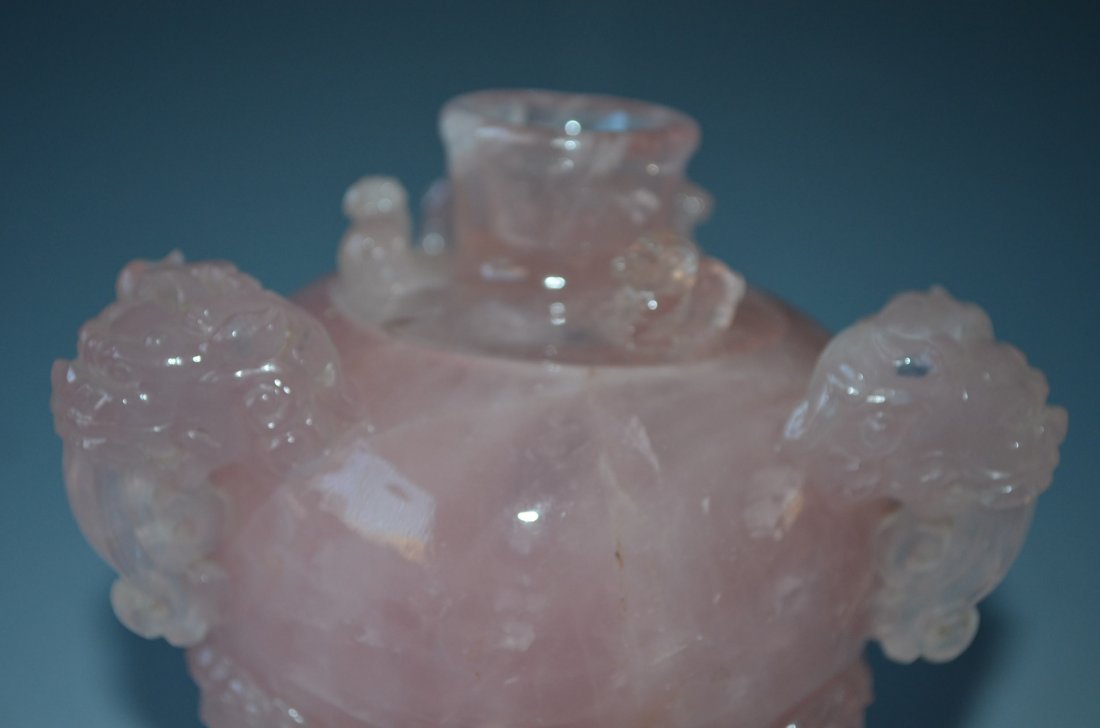 Chinese Carved Rose Quartz Model of A Turtle - 3