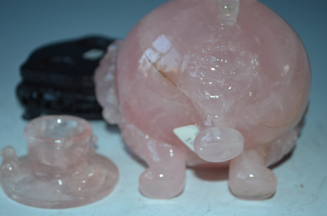 Chinese Carved Rose Quartz Model of A Turtle - 4