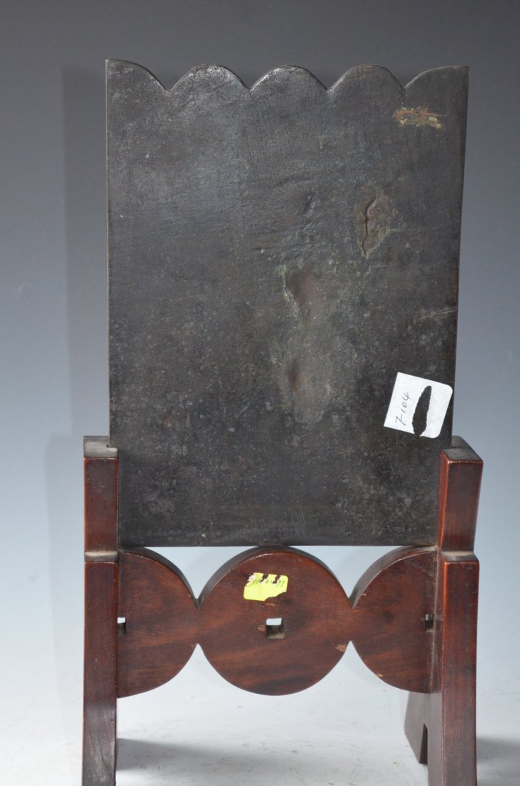 Bronze Chinese Plaque with Figurine - 5