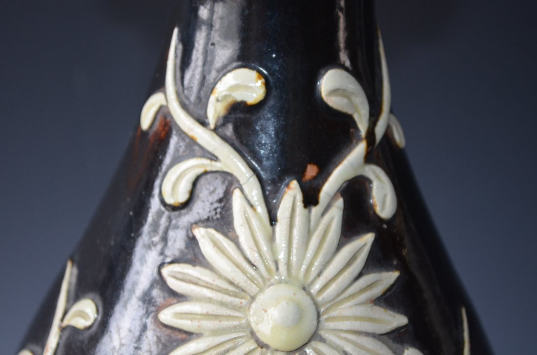 Large Chinese Black Glazed Ceramic Vase - 3