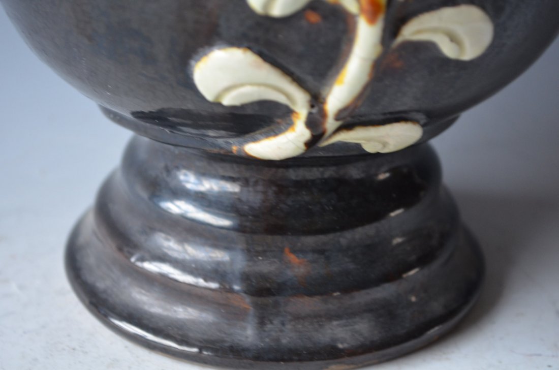 Large Chinese Black Glazed Ceramic Vase - 5
