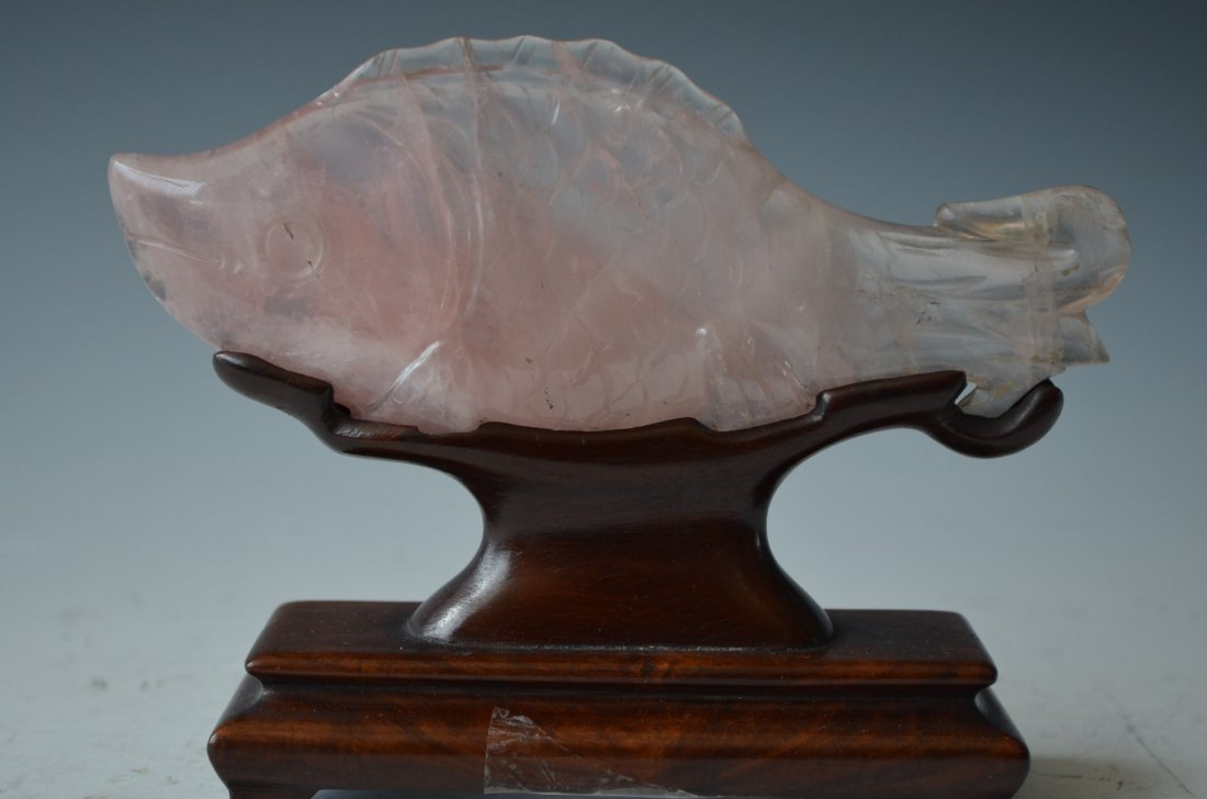 Chinese Carved Rose Quartz Model of A Fish - 5