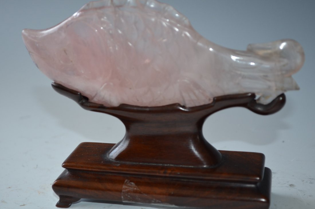 Chinese Carved Rose Quartz Model of A Fish - 7