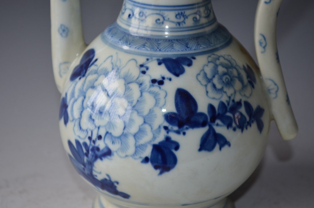 Chinese Blue & White Glazed Porcelain Wine Pot - 3