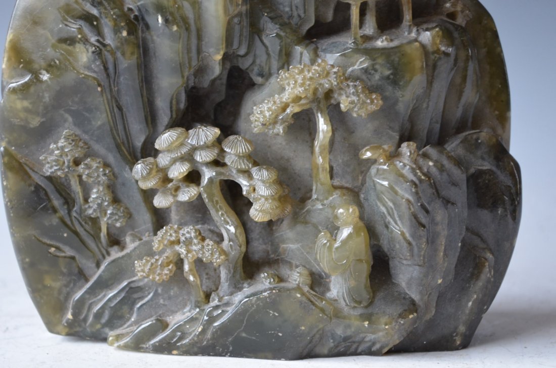 Chinese Carved Serpentine Brush Stand - 3