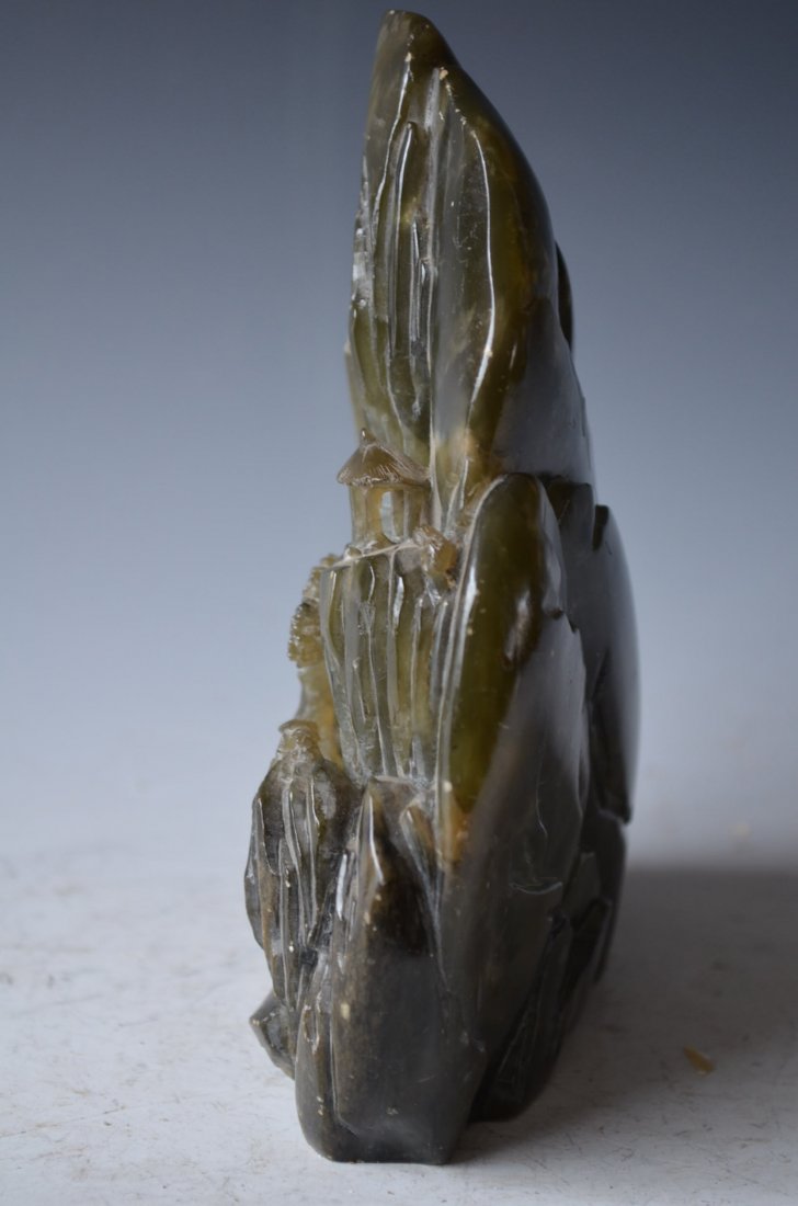Chinese Carved Serpentine Brush Stand - 4