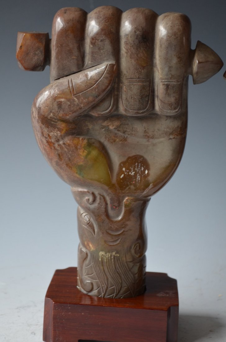 Pair of Chinese Carved Jade Weaponries - 2