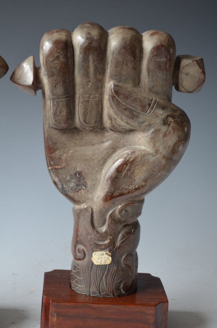 Pair of Chinese Carved Jade Weaponries - 3