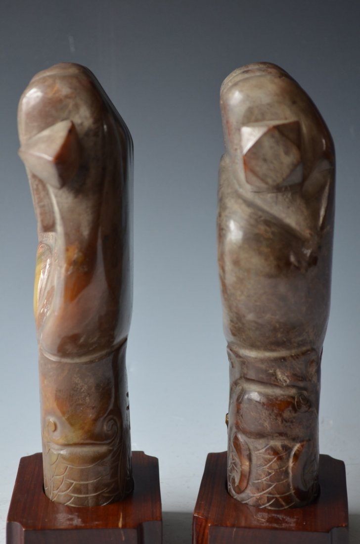 Pair of Chinese Carved Jade Weaponries - 4