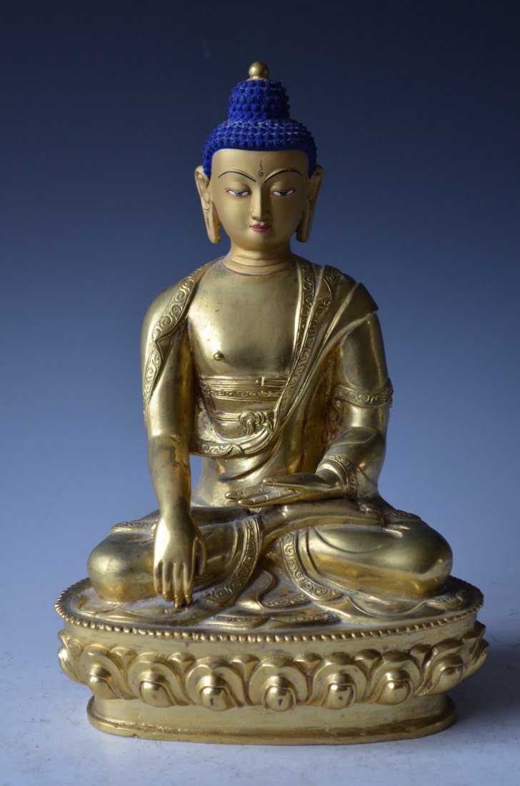 Sino-Tibetian Gold Gilt Bronze Seated Buddha