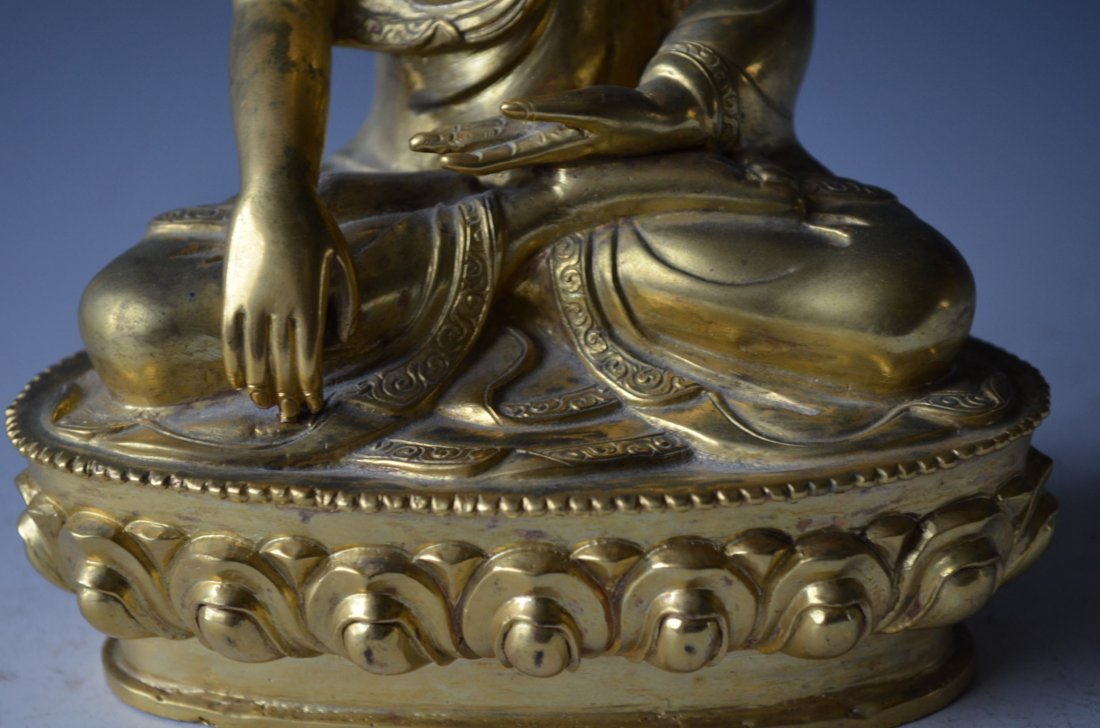 Sino-Tibetian Gold Gilt Bronze Seated Buddha - 3
