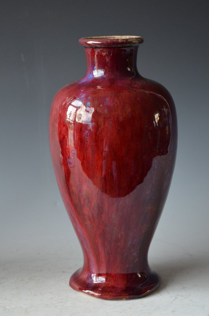 Antique Flambe Glazed Porcelain Chinese Vase