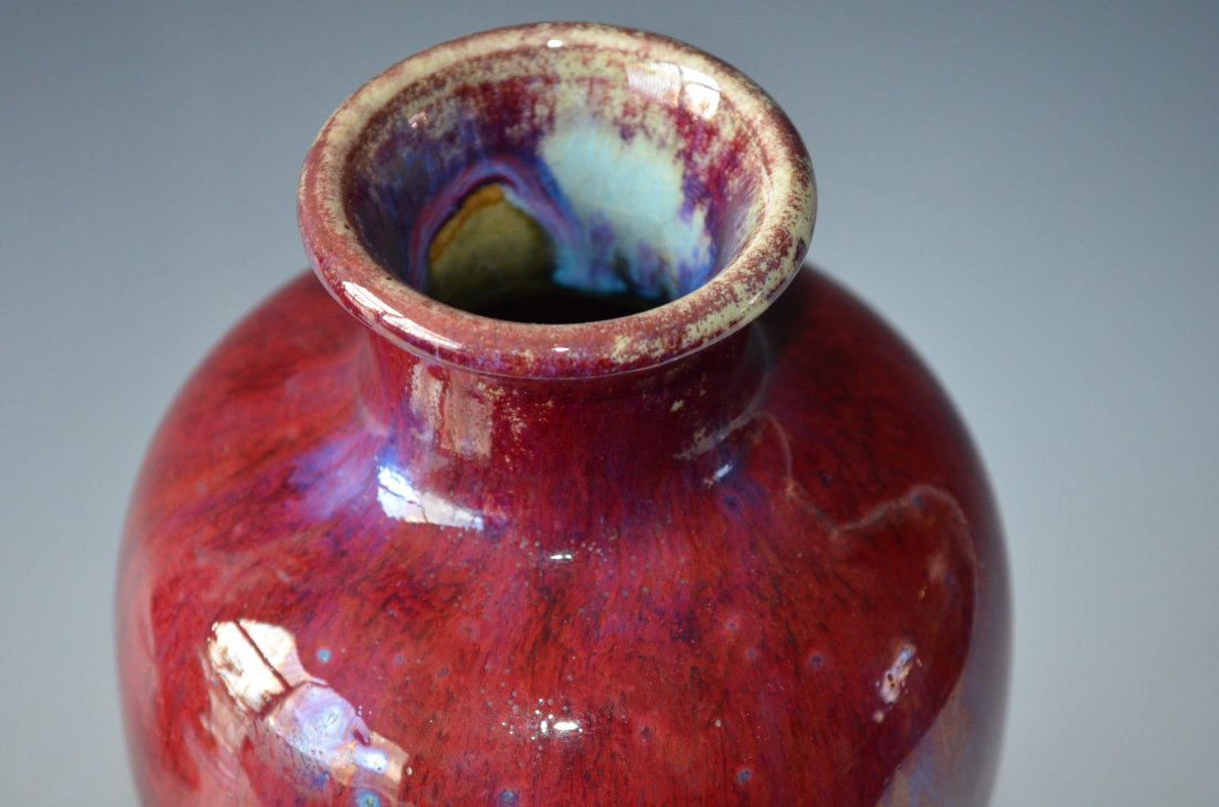 Antique Flambe Glazed Porcelain Chinese Vase - 2
