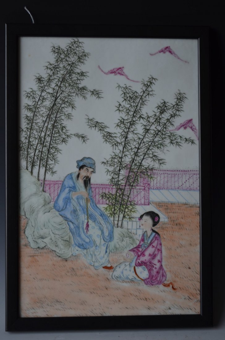 Chinese Framed Famille Rose Porcelain Plaques