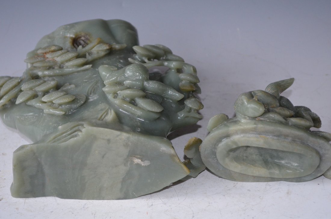 Chinese Carved Celadon Jade Tea Pot - 10