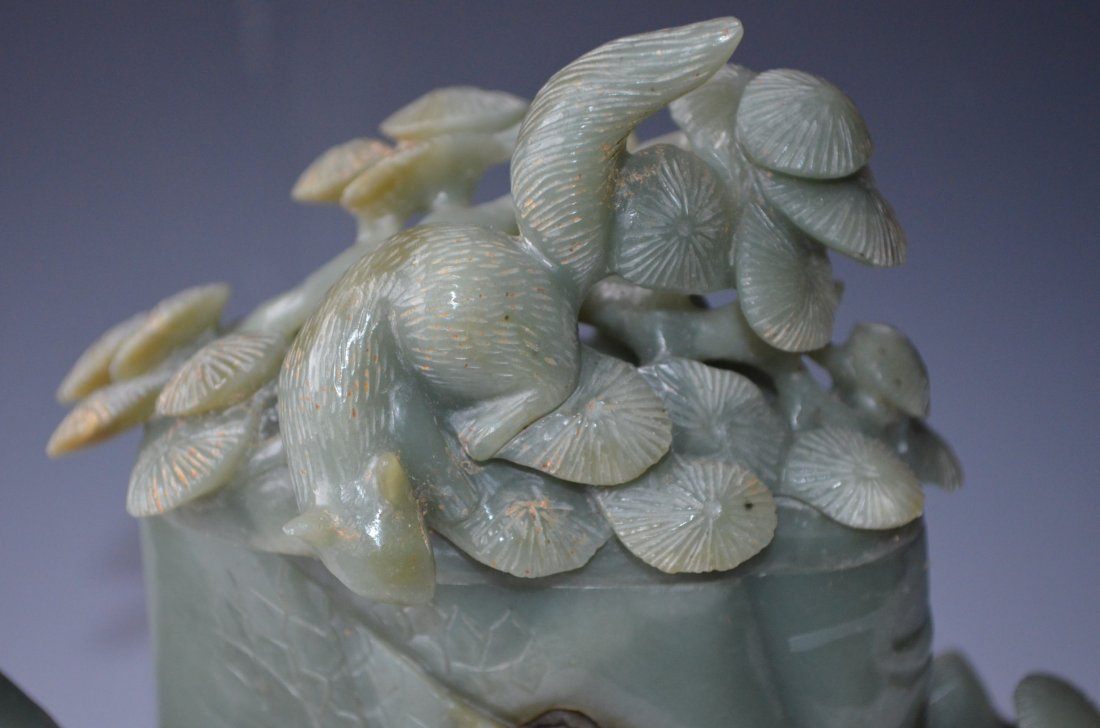 Chinese Carved Celadon Jade Tea Pot - 2