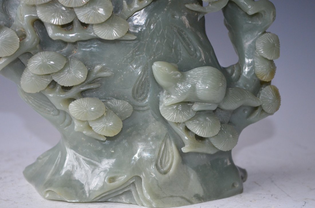 Chinese Carved Celadon Jade Tea Pot - 4