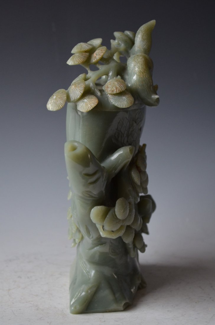 Chinese Carved Celadon Jade Tea Pot - 5