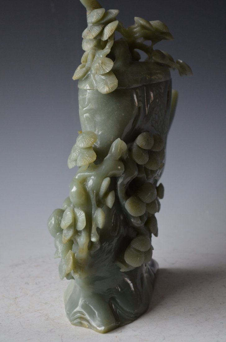 Chinese Carved Celadon Jade Tea Pot - 7