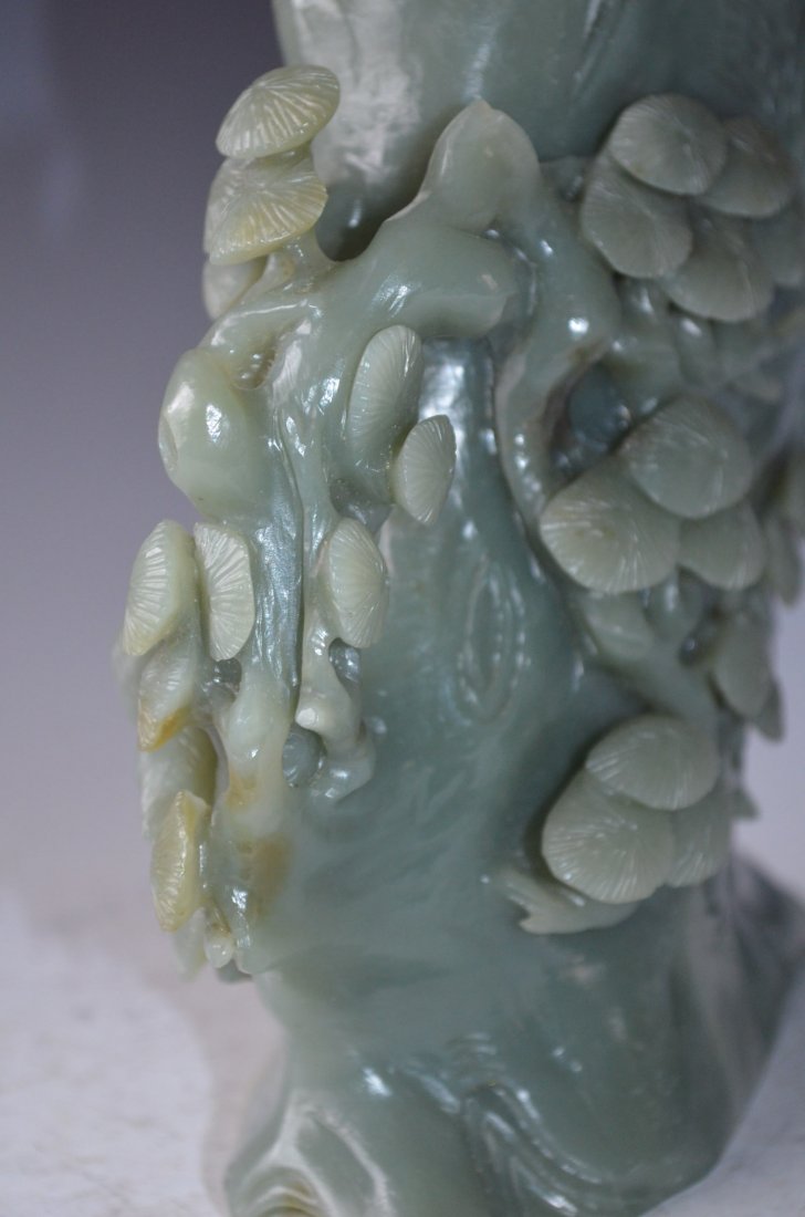Chinese Carved Celadon Jade Tea Pot - 8