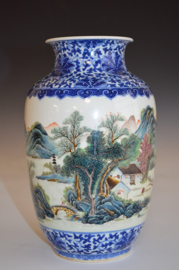Chinese Blue & White Famille Rose Porcelain Vase