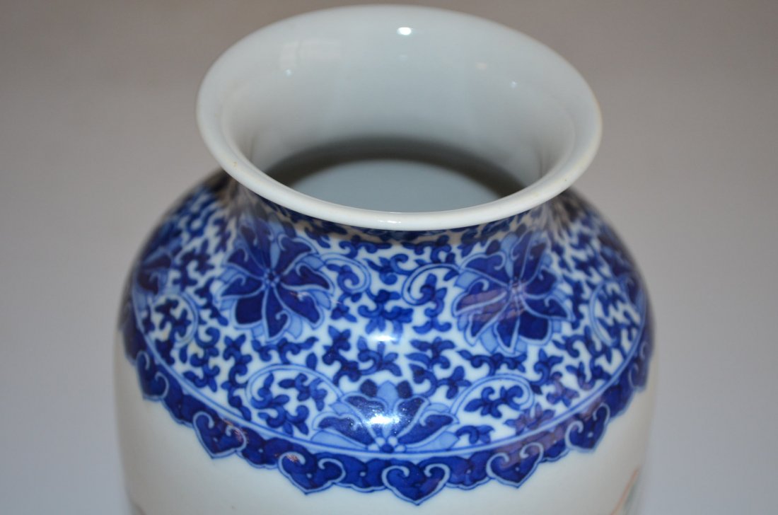 Chinese Blue & White Famille Rose Porcelain Vase - 5