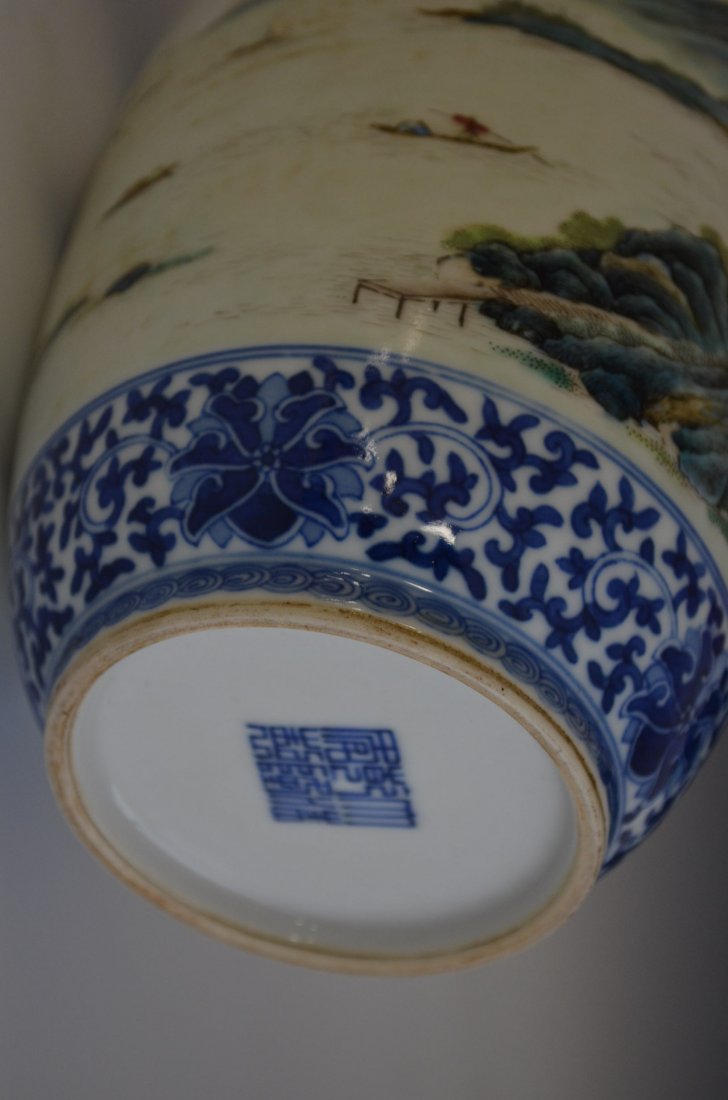 Chinese Blue & White Famille Rose Porcelain Vase - 6