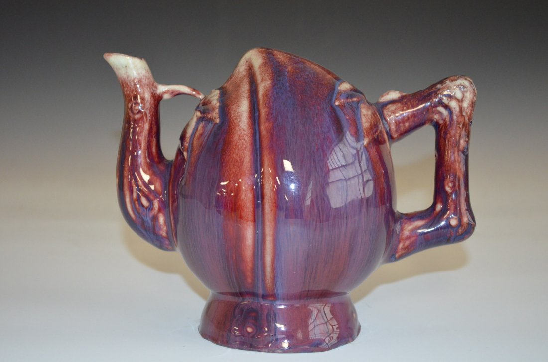 Flambe Glazed Porcelain Chinese Tea Pot