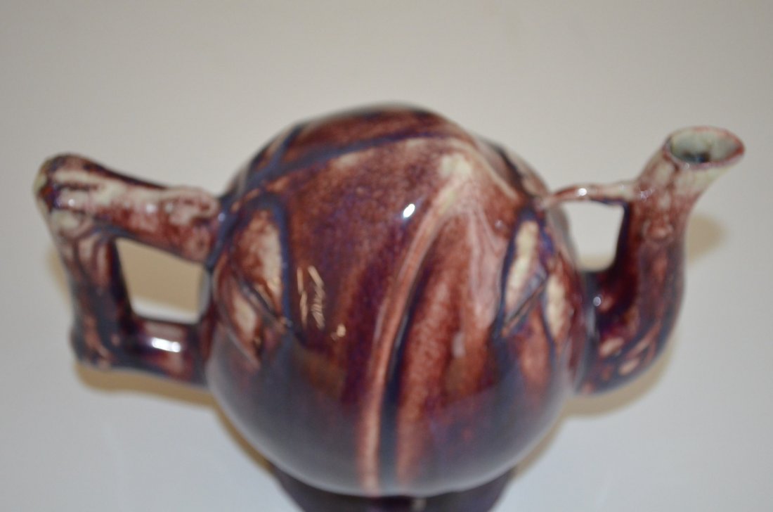Flambe Glazed Porcelain Chinese Tea Pot - 5
