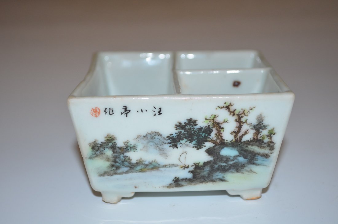 Famille Rose Porcelain Chinese Square Footed Dish