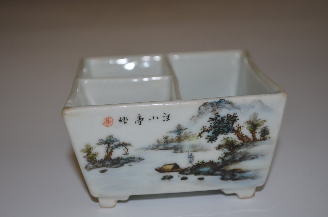 Famille Rose Porcelain Chinese Square Footed Dish - 3