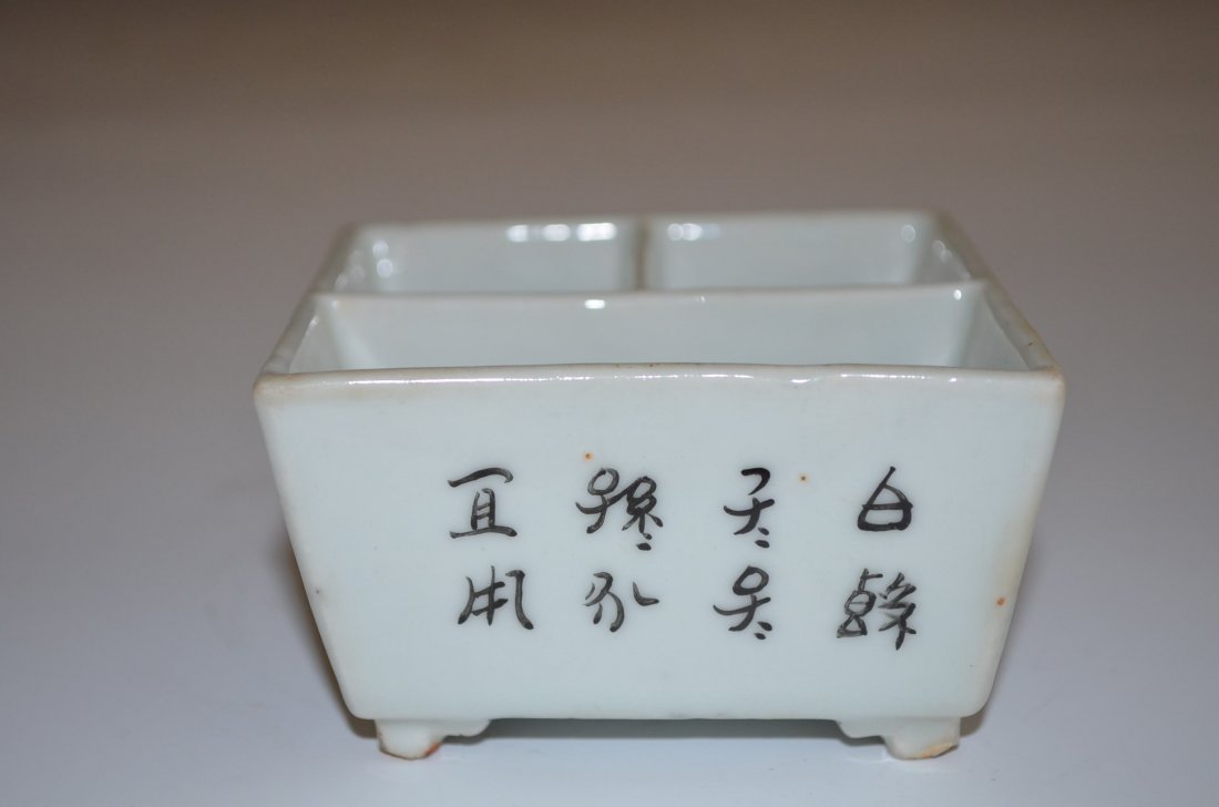 Famille Rose Porcelain Chinese Square Footed Dish - 4