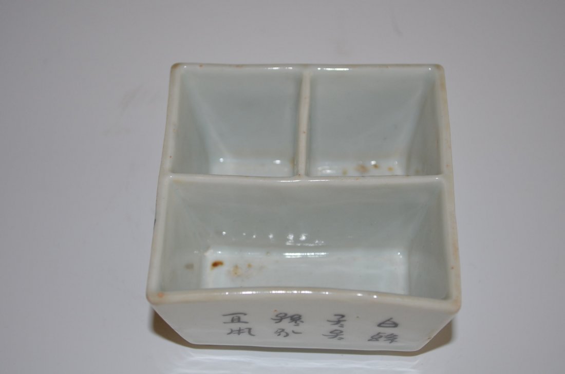 Famille Rose Porcelain Chinese Square Footed Dish - 5
