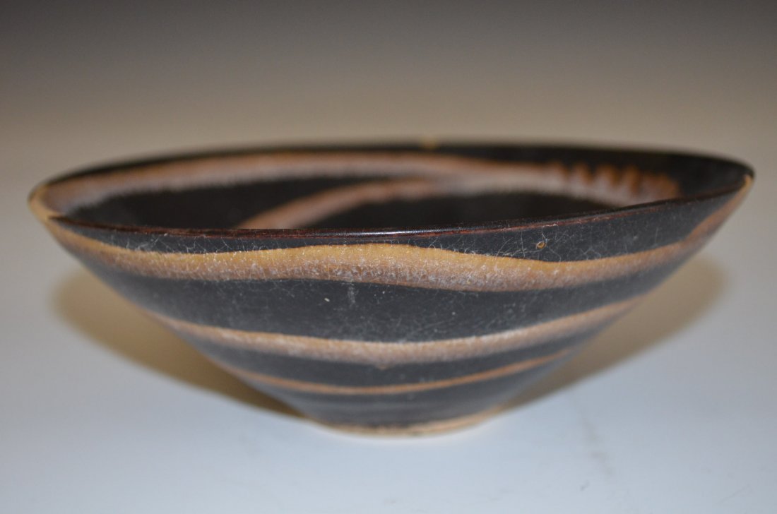 Brown Glazed Porcelain Chinese Footed Bowl - 2