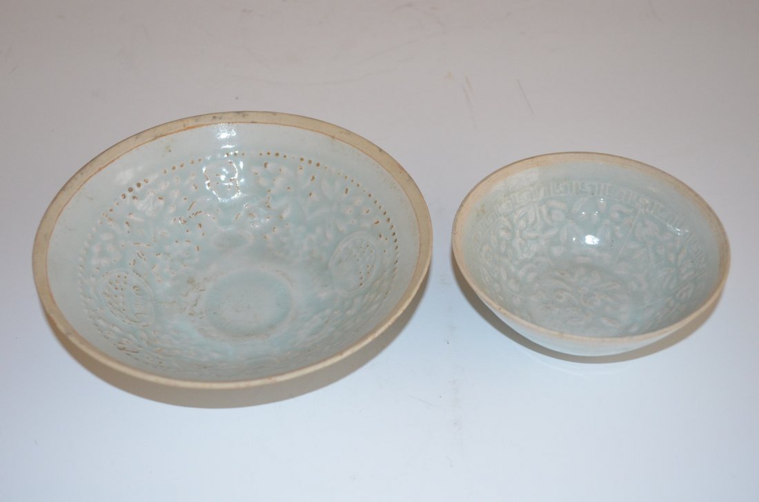 Two Chinese Celadon Glazed Porcelain Bowls