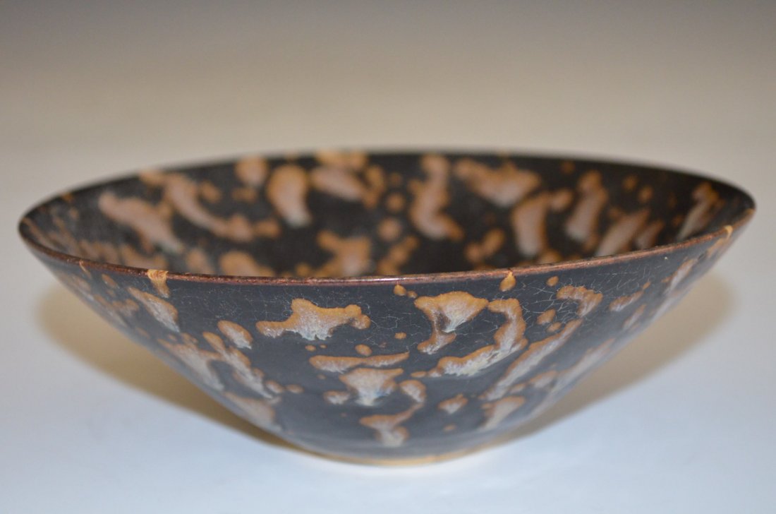 Brown Splash Glazed Porcelain Chinese Footed Bowl - 2